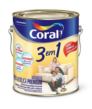 CORAL 3 EM 1 LATEX  BRANCO   3,6L