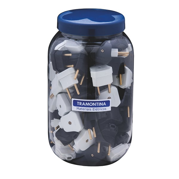 POTE PLUGUE MACHO ANGULAR 2P 10A/250V PR/BR C/78 PCS - TRAMONTINA
