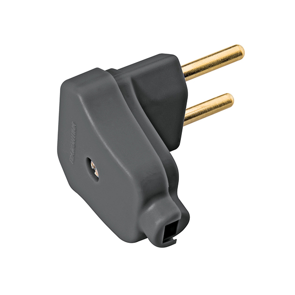 PLUGUE MACHO ANGULAR 2P 10A/250V PRETO 10/100 PCS - TRAMONTINA