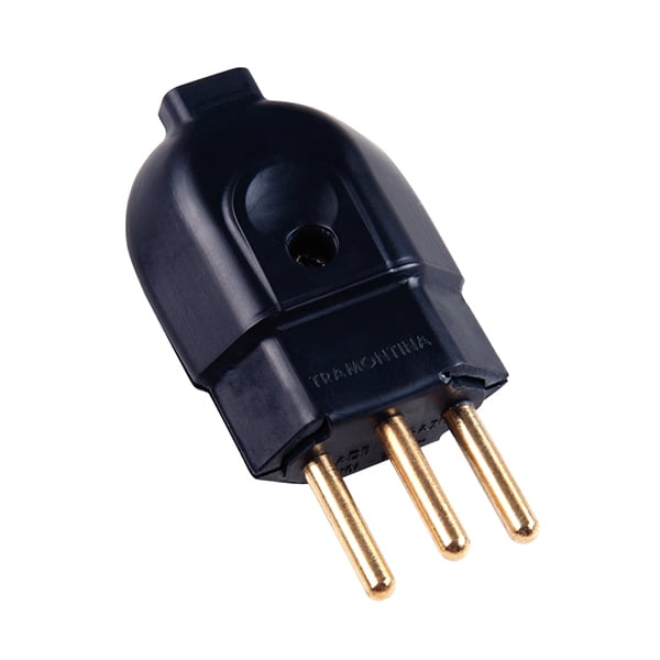 PLUGUE MACHO 2P+T 20A/250V PRETO 10/50 PCS - TRAMONTINA