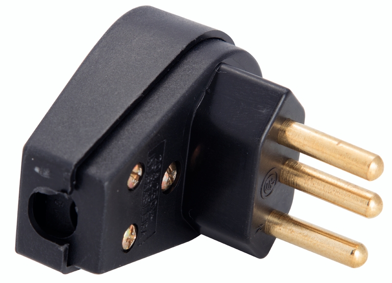 PLUGUE ANGULAR 2P+T 20A/250V PRETO  TRAMONT