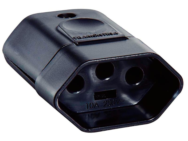 PLUGUE FEMEA 2P+T 20A/250V PRETO 10/50 PCS - TRAMONTINA