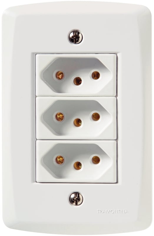 CJ 3 TOMADAS 2PT 10A250V LUX2 BR       PC  TRAMONTINA