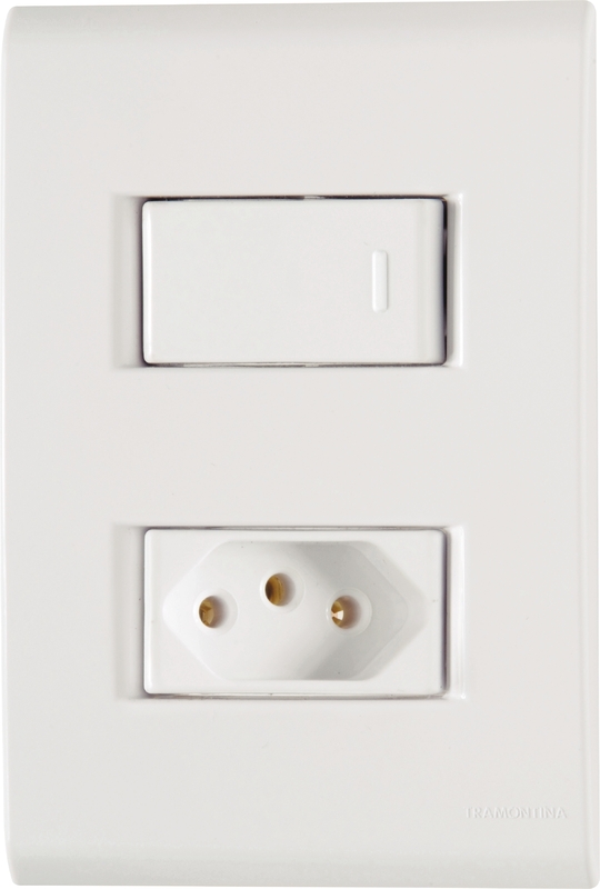CJ 1 INTERRUPTOR SIMPLES 10A  +1TOMADA 2P+T 20A LIZ PC - TRAMONTINA