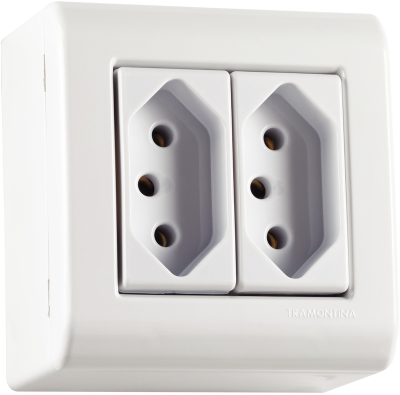 CAIXA C/ 2 TOMADAS 2P+T 10A/250V   LIZFLEX    PC - TRAMONTINA