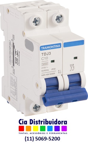 MINI DISJUNTOR TDJ3-2C10 BIPOLAR 10A  - TRAMONTINA