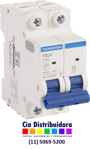 MINI DISJUNTOR TDJ3-2C40 BIPOLAR  40A - TRAMONTINA