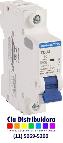 MINI DISJUNTOR TDJ3-1C10 MONOPOLAR 10A  - TRAMONTINA