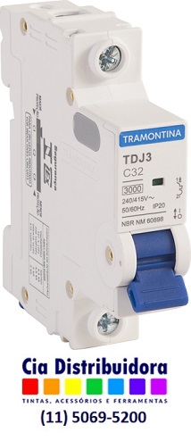 MINI DISJUNTOR TDJ3-1C32 MONOPOLAR 32A  - TRAMONTINA