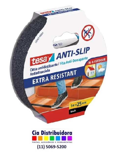 FITA ANTIDERRAPANTE PRETA    25MMX5MT   -  TESA