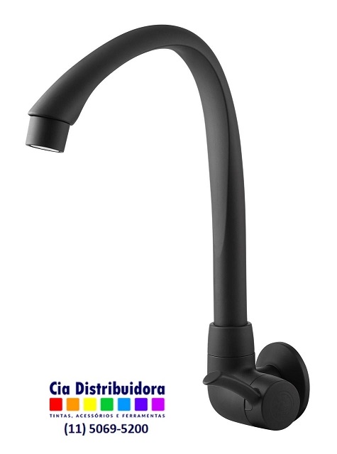 TORNEIRA ABS COZ PAREDE BICA ALTA LINEA PRETO FOSCO 1/2 -3/4 - TIGRE