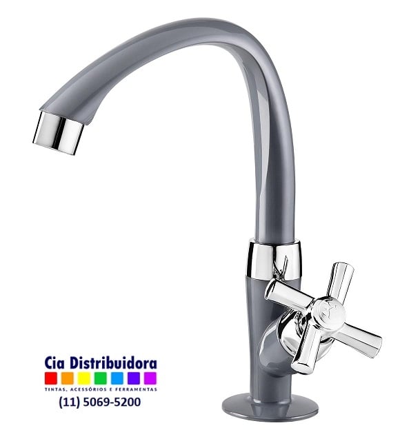 TORNEIRA ABS LAV CROSS MESA BICA ALTA MOVEL CINZA CROSS - TIGRE