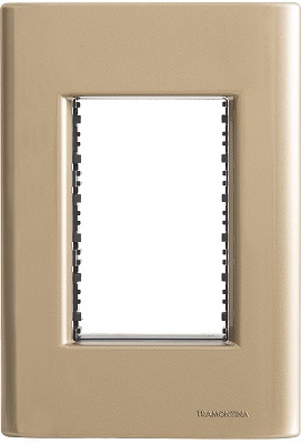 PLACA 4X2 3P GIZ OURO METALIZADO C/SUPORTE   -  TRAMONTINA