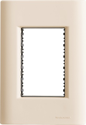 PLACA 4X2 3P GIZ NUDE SOFT TOUCH C/SUPORTE   -  TRAMONTINA