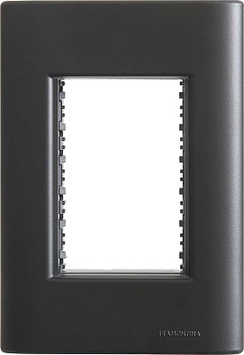 PLACA 4X2 3P GIZ PRETA SOFT TOUCH C/SUPORTE   -  TRAMONTINA