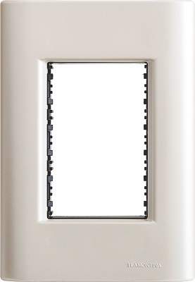 PLACA 4X2 3P GIZ PÉROLA C/SUPORTE   -  TRAMONTINA