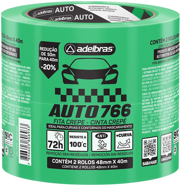 FITA CREPE VERDE AUTO 766 ANTI UV - TORRE - 48X40 - ADELBRAS