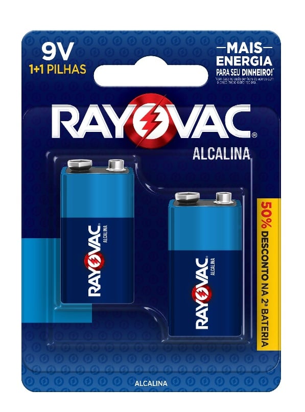 BATERIA ALCALINA RAYOVAC  9V  C/01 + 1 UND GRATIS   -   ENERGIZER