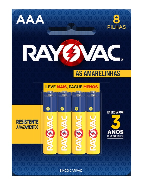 PILHA ZINCO RAYOVAC AAA8  C/08 UND   -   ENERGIZER ***