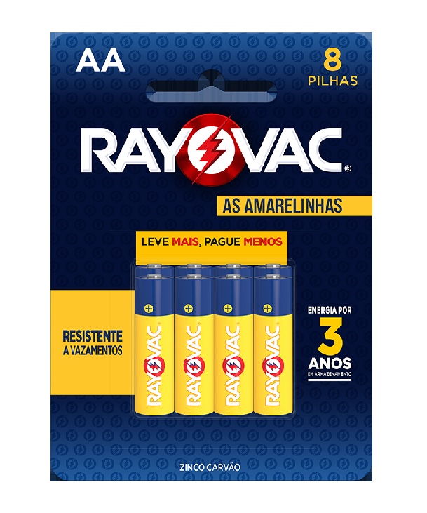 PILHA ZINCO RAYOVAC AA8  C/08 UND   -   ENERGIZER
