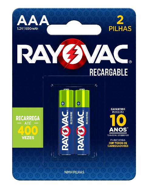PILHA RECARREGAVEL ECO RAYOVAC AAA  C/02 UND   -   ENERGIZER