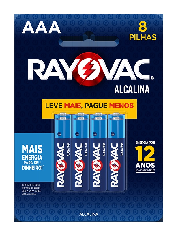 PILHA ALCALINA RAYOVAC AAA8  C/08 UND   -   ENERGIZER