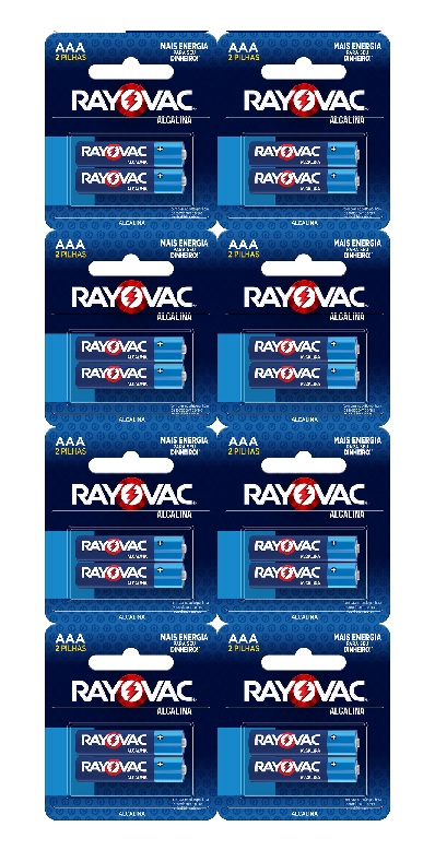 PILHA ALCALINA RAYOVAC AAA2  C/16 UND (8 CARTELAS C/2 UND)   -   ENERGIZER