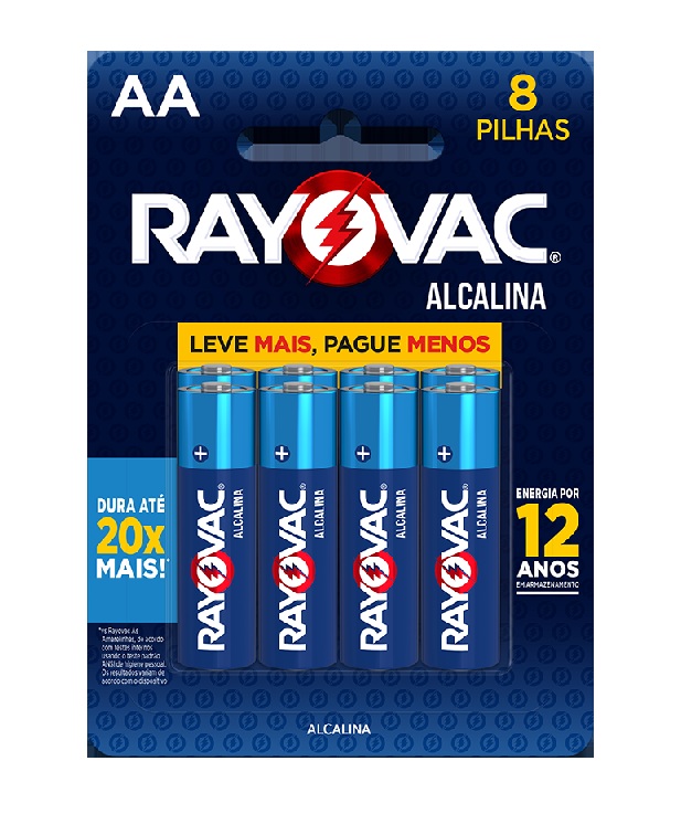 PILHA ALCALINA RAYOVAC AA8  C/08 UND   -   ENERGIZER