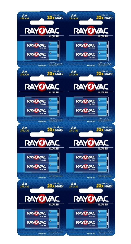 PILHA ALCALINA RAYOVAC AA2  C/16 UND (8 CARTELAS C2 UND)   -   ENERGIZER