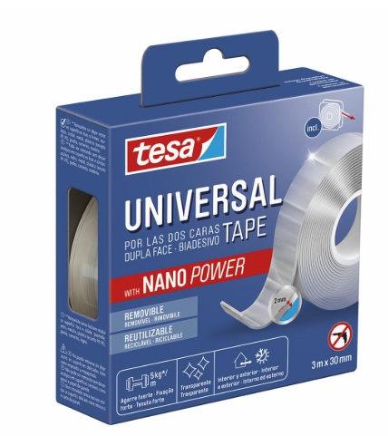 FITA DUPLA FACE NANO POWER REUTILIZAVEL   30MMX3MTS   -   TESA