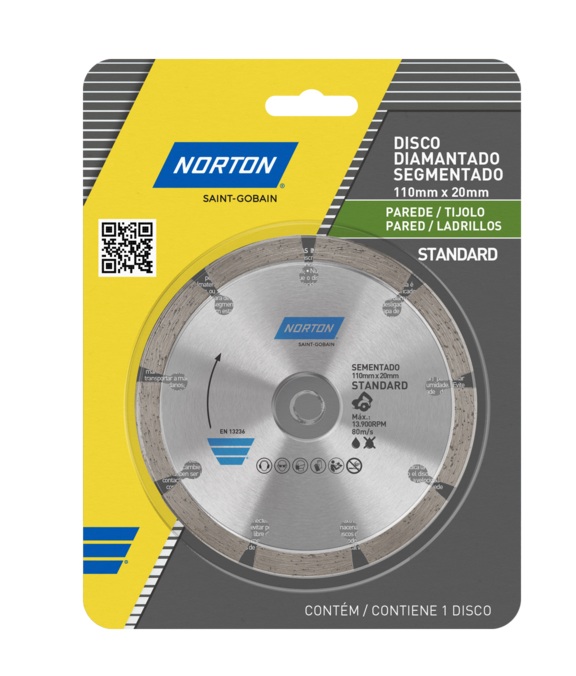 DISCO CORTE STANDARD SEGMENTADO - 110X20 MM - NORTON