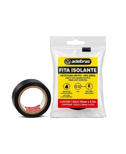 FITA ISOLANTE 930 ANTICHAMA 600V    18 X4.5 - ADELBRAS